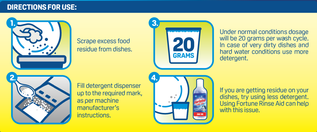 Fortune Dishwasher Starter Combo - Detergent 1 Kg, Salt 1 Kg and Rinse Aid 500 ml