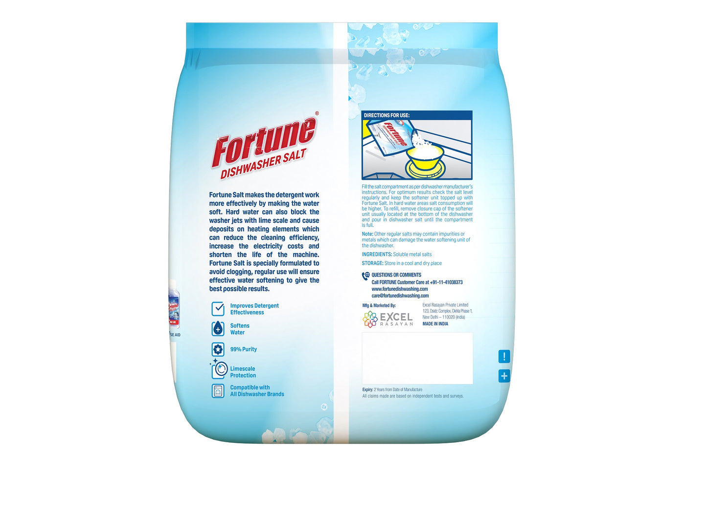 FORTUNE DISHWASHER SALT 6 kg (2 kg x 3 Pouches)