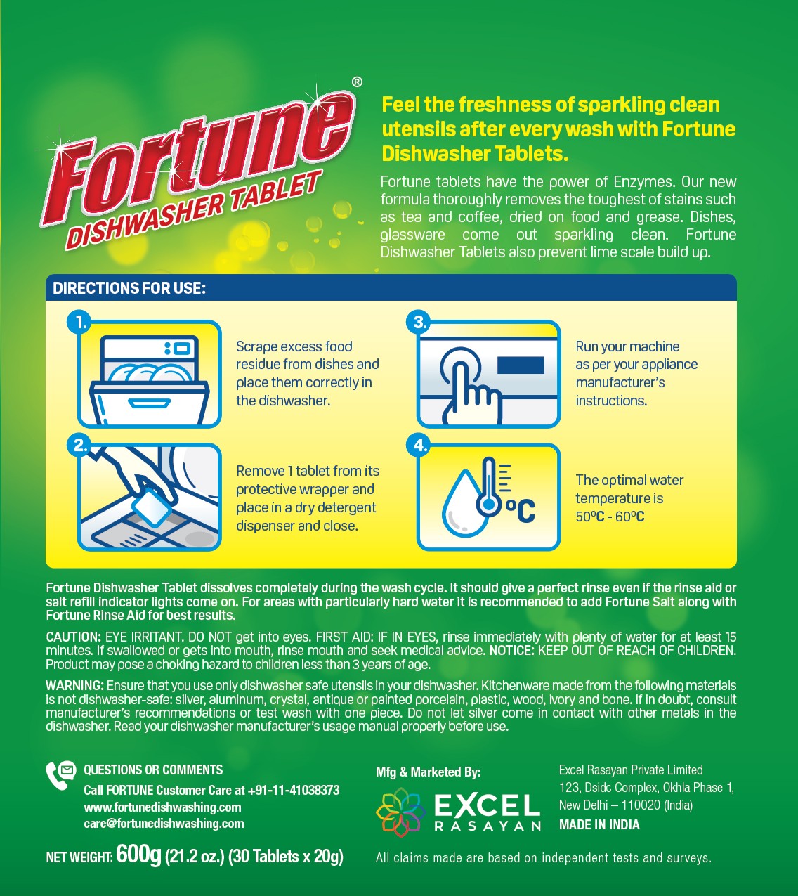 Fortune Dishwasher Tablets - 5 in 1 Action (90 Tablets)