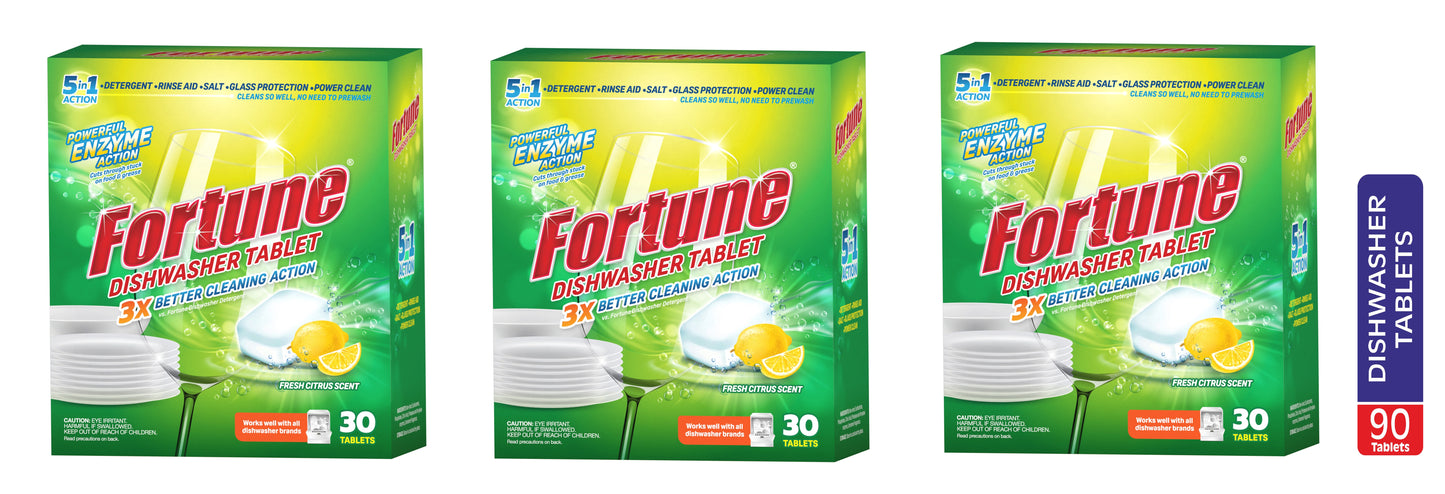 Fortune Dishwasher Tablets - 5 in 1 Action (90 Tablets)